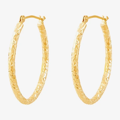 14K Gold 25mm Oval Hoop Earrings
