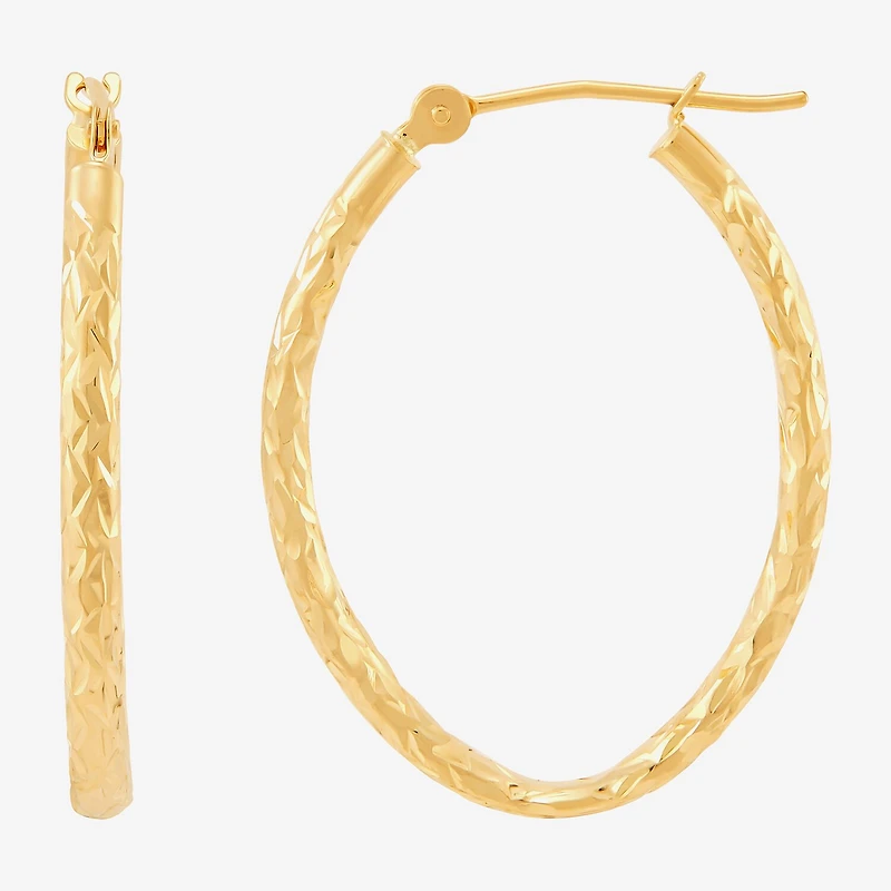 14K Gold 25mm Oval Hoop Earrings