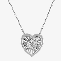 Womens 1/10 CT. T.W. Lab Grown White Diamond Sterling Silver Heart 18 Inch Pendant Necklace