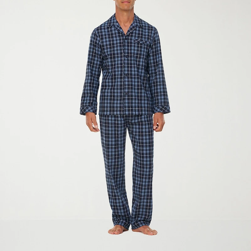 Residence Mens Flannel Long Sleeve 2-pc. Big and Tall Pajama Set