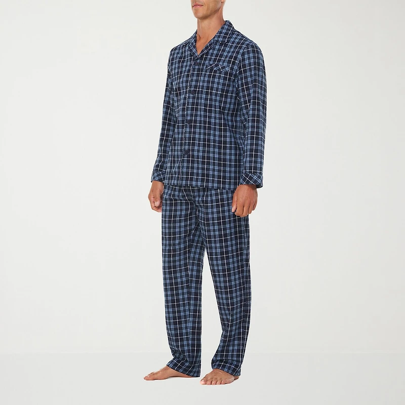 Residence Mens Flannel Long Sleeve 2-pc. Pajama Set