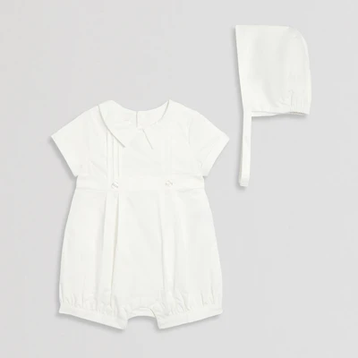 Mia & Mimi Christening Baby Boys Short Sleeve 2-pc. Romper