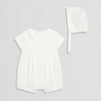 Mia & Mimi Christening Baby Boys Short Sleeve 2-pc. Romper