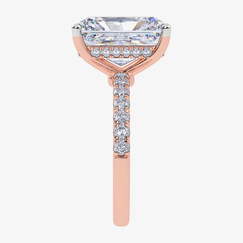 (F-G /Vs2-Si1) Womens 3 1/2 CT. T.W Lab Grown White Diamond 14K Gold Rectangular Side Stone Engagement Ring