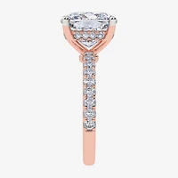 (F-G /Vs2-Si1) Womens 3 1/2 CT. T.W Lab Grown White Diamond 14K Gold Cushion Side Stone Engagement Ring