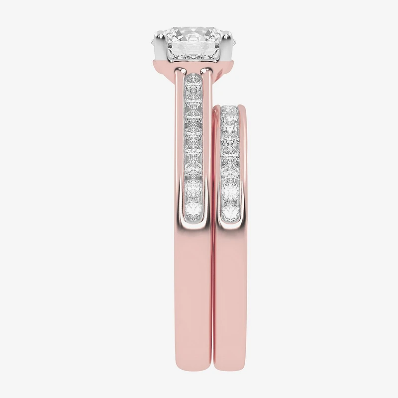(F-G /Vs2-Si1) Womens 3 1/2 CT. T.W Lab Grown White Diamond 10K Gold Round Side Stone Bridal Set