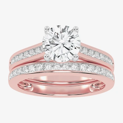 (F-G /Vs2-Si1) Womens 5 1/2 CT. T.W. Lab Grown White Diamond 10K Gold Round Side Stone Bridal Set
