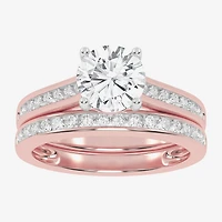 (F-G /Vs2-Si1) Womens 5 1/2 CT. T.W. Lab Grown White Diamond 10K Gold Round Side Stone Bridal Set
