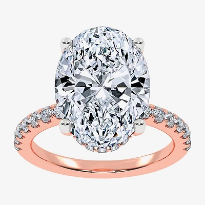 (F-G /Vs2-Si1) Womens 8 1/2 Ct. T.W. Lab Grown White Diamond 14K Gold Oval Side Stone Engagement Ring