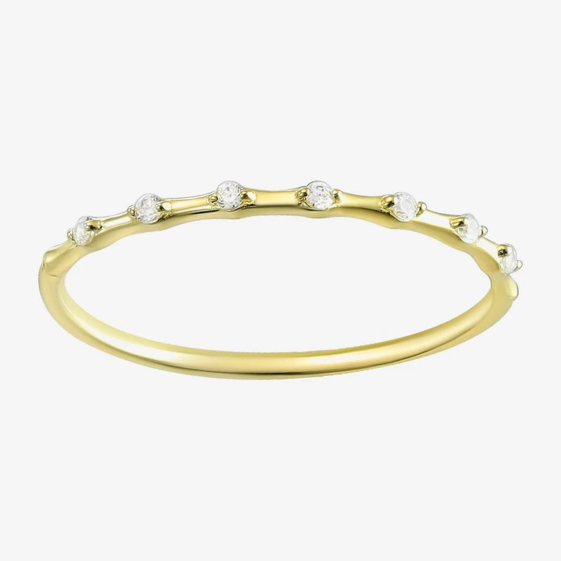 Gold Addiction Womens White Cubic Zirconia 10K Gold Stackable Ring