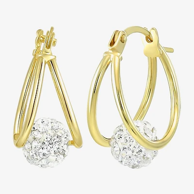 Womens White 10K Gold 15mm Round Hoop Earrings