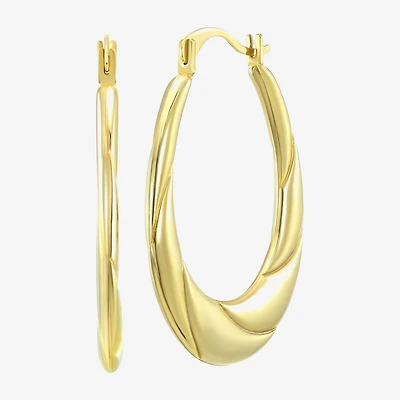 Womens 14K Gold 19mm Oval Hoop Earrings