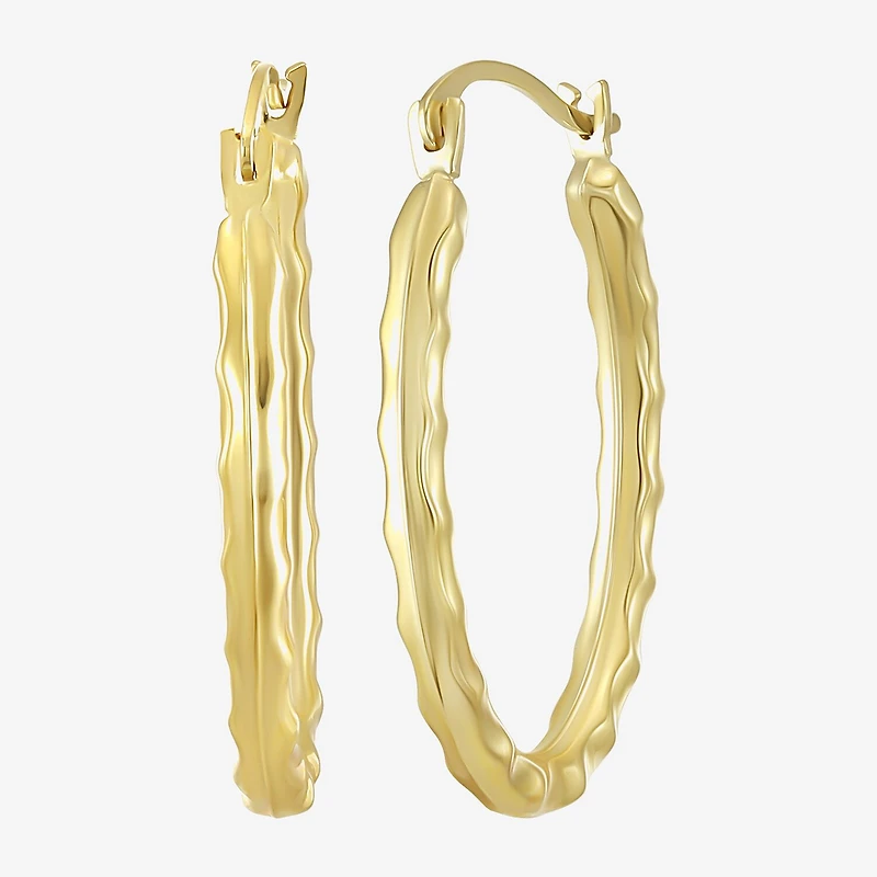 Womens 14K Gold 18mm Oval Hoop Earrings