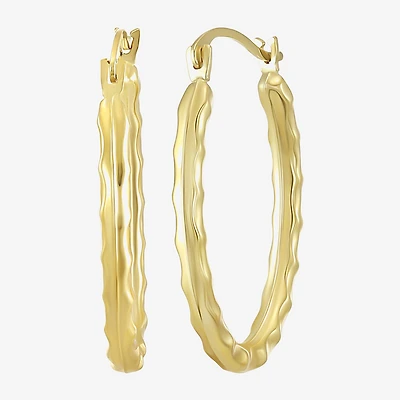 Womens 14K Gold 18mm Oval Hoop Earrings