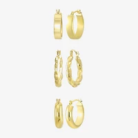 Womens 10K Gold 3 Pair Earring Set