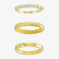 Silver Addiction Womens Cubic Zirconia 14K Gold Over Round Ring Set