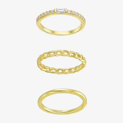 Silver Addiction Womens White Cubic Zirconia 14K Gold Over Silver Ring Set