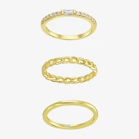 Silver Addiction Womens White Cubic Zirconia 14K Gold Over Silver Ring Set