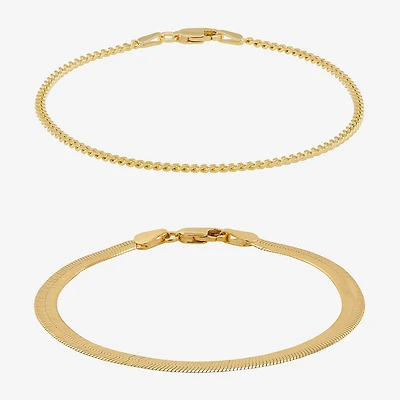 Silver Addiction Womens 2-pc. 14K Gold Over Silver Bracelet Set