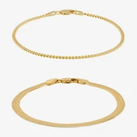 Silver Addiction Womens 2-pc. 14K Gold Over Silver Bracelet Set