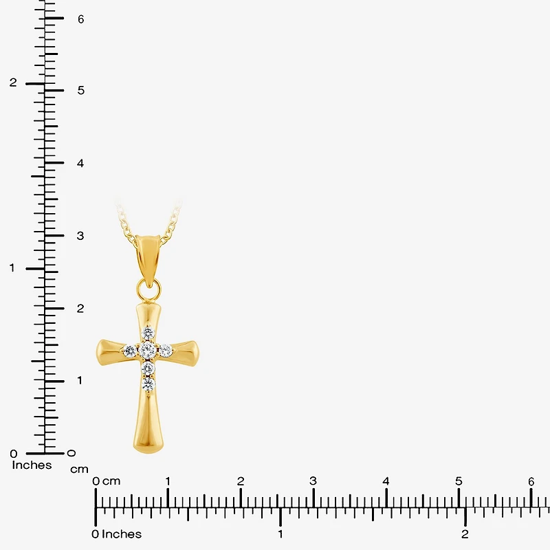 Cross (F/Vs2) Womens 1/4 CT. T.W. Lab Grown White Diamond 14K Gold Over Silver Cross 18 Inch Pendant Necklace