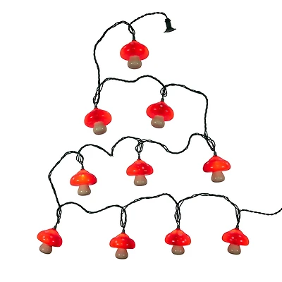 Kurt Adler 12' 10-Light Mushroom With Green Wire String Lights