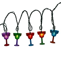 Kurt Adler 12' 10-Light Margarita Glass With Green Wire String Lights