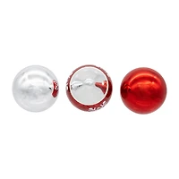 Kurt Adler 35mm Glass Red And Silver With Snowflake Ball 12-pc. Christmas Ornament