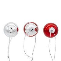 Kurt Adler 35mm Glass Red And Silver With Snowflake Ball 12-pc. Christmas Ornament