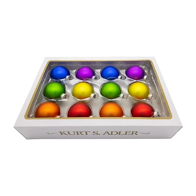 Kurt Adler 60mm Glass Rainbow Ball 12-pc. Christmas Ornament