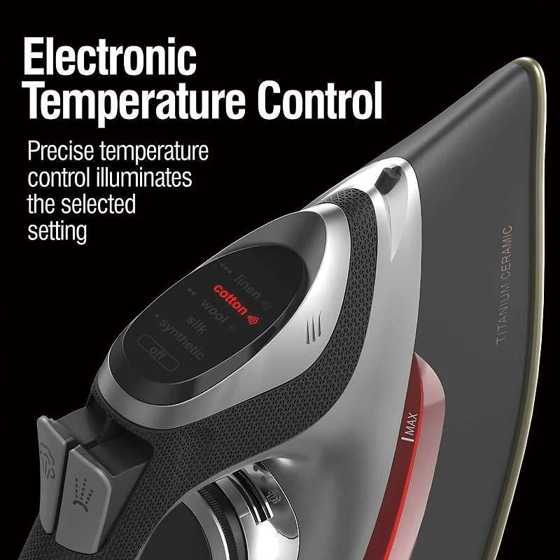 CHI Electronic Full Size Iron with Retractable Cord and Titanium Infused Ceramic Soleplate
