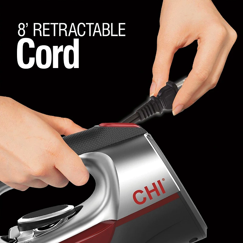CHI Electronic Full Size Iron with Retractable Cord and Titanium Infused Ceramic Soleplate