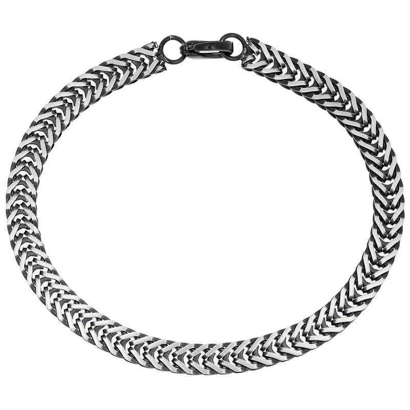 Mens Stainless Steel 8 1/2 Inch Solid Herringbone Chain Bracelet