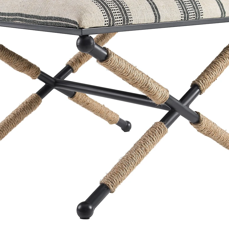 Linon Arjean Living Room Collection Upholstered Footstool