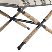Linon Arjean Living Room Collection Upholstered Footstool