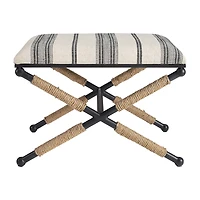 Linon Arjean Living Room Collection Upholstered Footstool