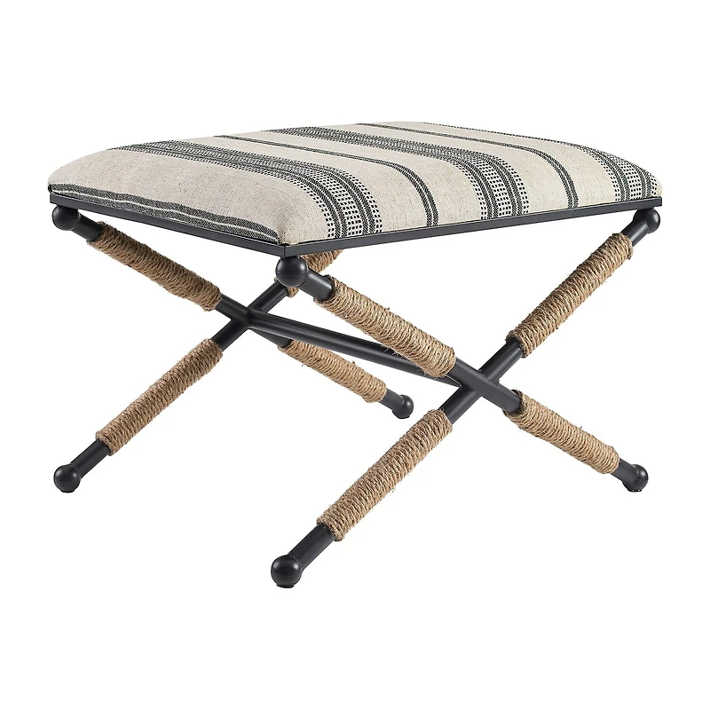 Linon Arjean Living Room Collection Upholstered Footstool