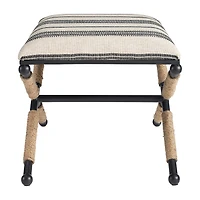 Linon Arjean Living Room Collection Upholstered Footstool