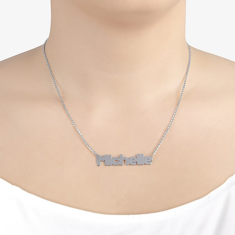 Womens Sterling Silver Inch Name Necklace