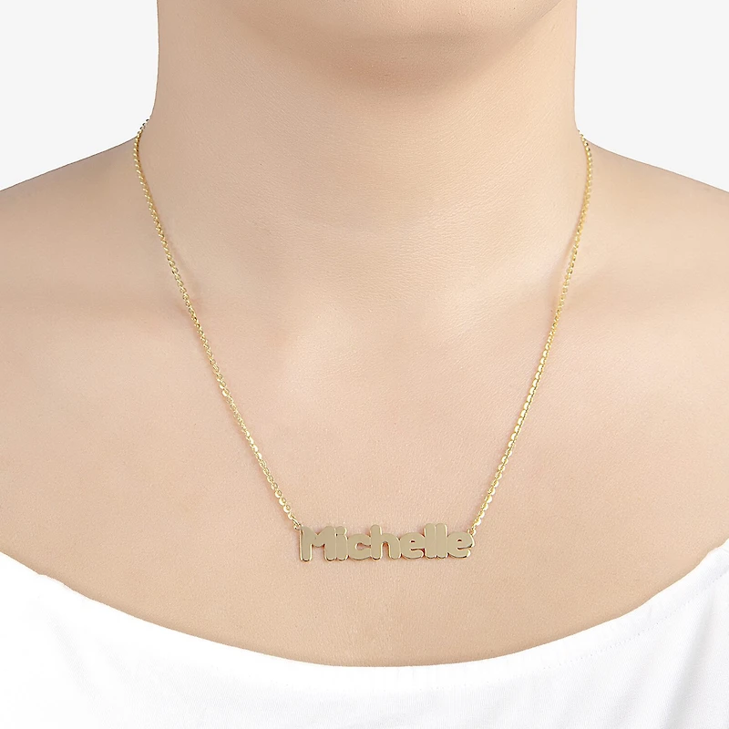 Womens 14K Gold Over Silver Inch Name Necklace