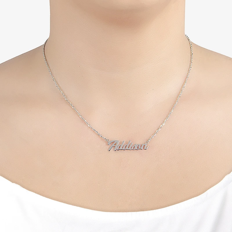 Womens Sterling Silver 16 Inch Name Necklace
