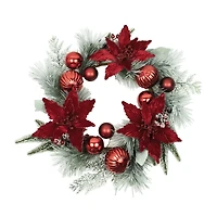 Kurt Adler Berry And Poinsettia Wreath