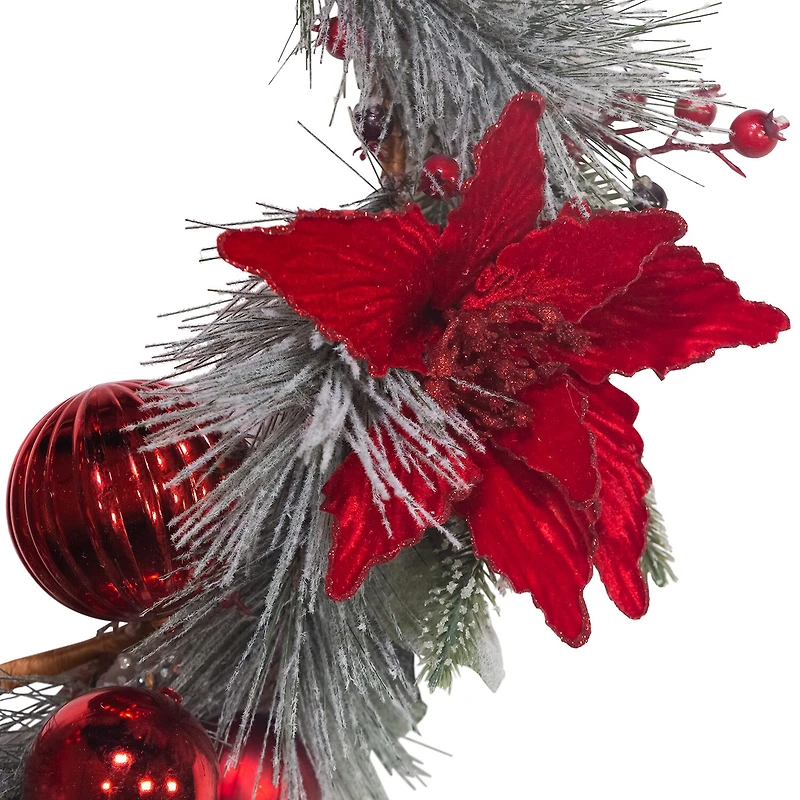 Kurt Adler Berry And Poinsettia Wreath