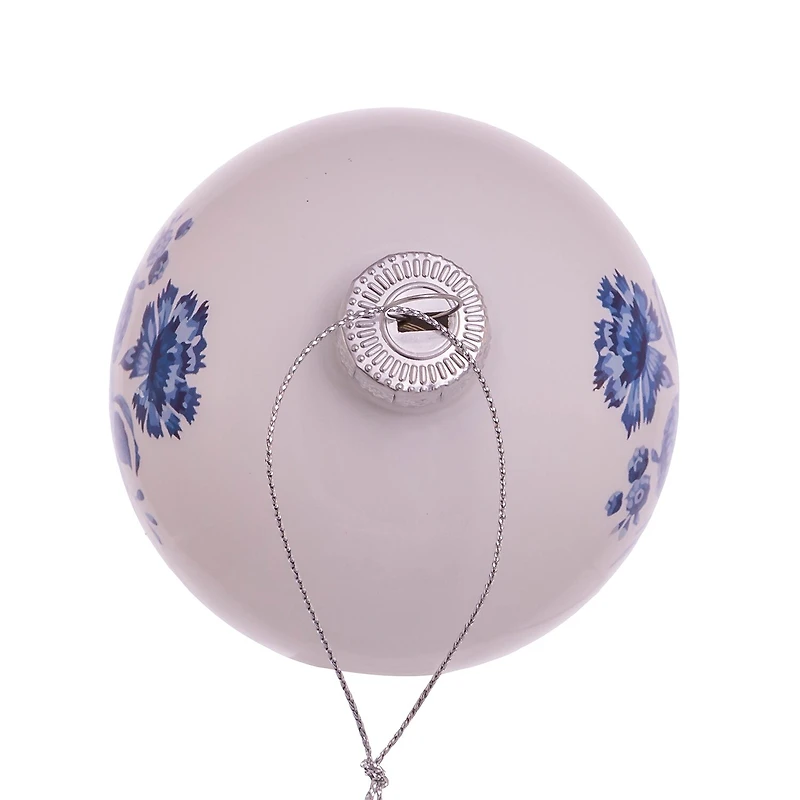 Kurt Adler 80MM Delft Blue Shiny Glass Ball Ornaments 6-Piece Set