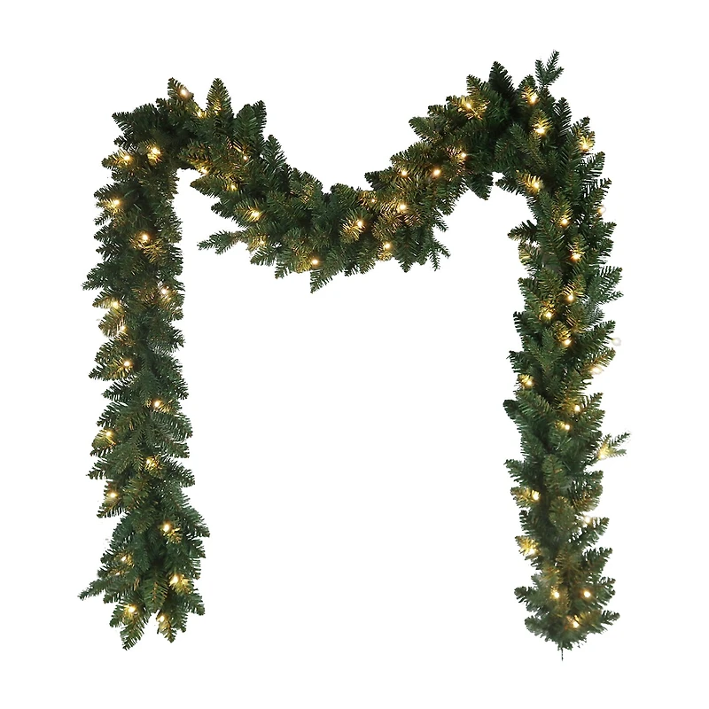 Kurt Adler 9-Foot Pre-Lit Warm White LED Jackson Pine Garland