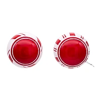 Kurt Adler 80MM Red and White Glass Ball Ornaments 6 Piece Set