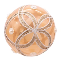 Kurt Adler 80MM Champagne and Pearl Peach Glitter Ball Ornaments 6 Piece Set