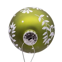 Kurt Adler 80MM Green Leaf Design Ball Ornaments 6 Piece Set