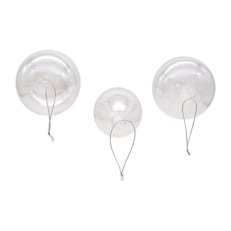 Kurt Adler 80MM Clear Iridescent Ball Onion and Teardrop Ornaments 3 Piece Set