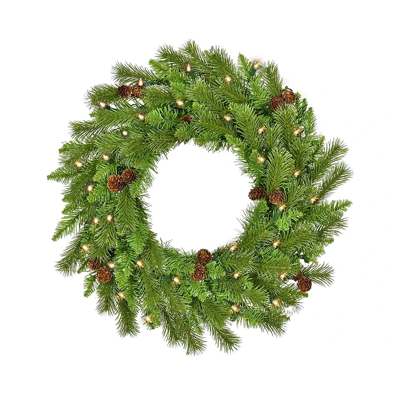 Kurt Adler 24-Inch Pre-Lit Clear Incandescent Pinecone Wreath